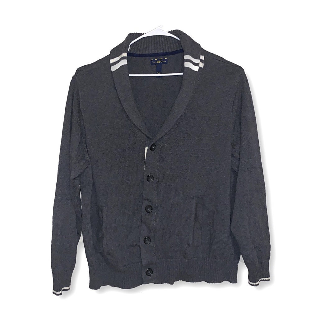 Club Room Men’s Gray Cotton Button Cardigan XXL